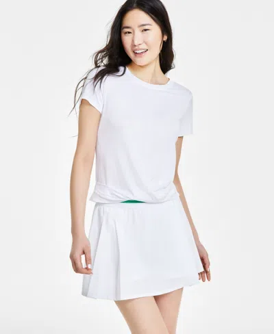 Id Ideology Women's Twist-front Performance T-shirt, Created For Macy's In Bright White