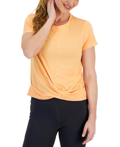 Id Ideology Women's Twist-front Performance T-shirt, Created For Macy's In Melon Sorbet