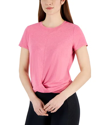 Id Ideology Women's Twist-front Performance T-shirt, Created For Macy's In Pink Dragon