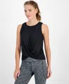 Id Ideology Women's Twist-front Tank Top, Created For Macy's In Deep Black