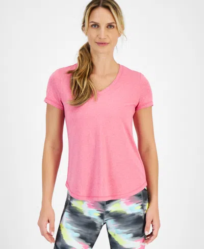 Id Ideology Women's V-neck Performance T-shirt, Created For Macy's In Pink Dragon