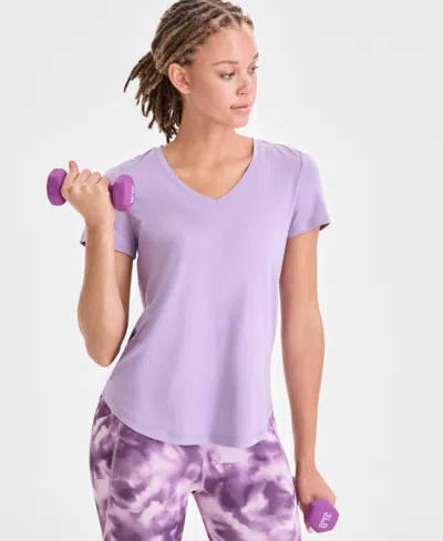 Id Ideology Women's V-neck Performance T-shirt, Created For Macy's In Purple