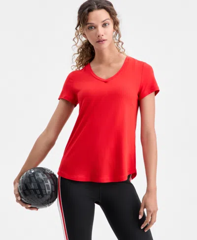 Id Ideology Women's V-neck Performance T-shirt, Created For Macy's In Red