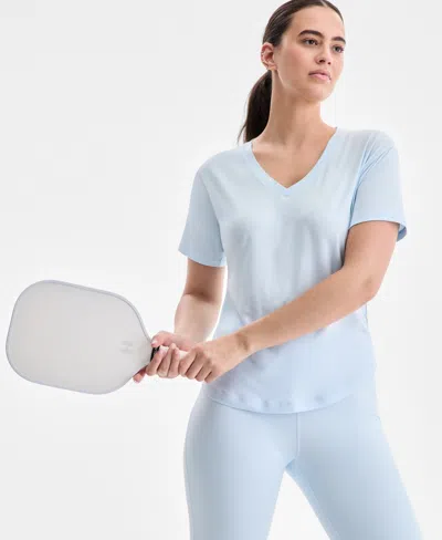 Id Ideology Women's V-neck Short-sleeve Performance Tee, Macy's Exclusive In Blue