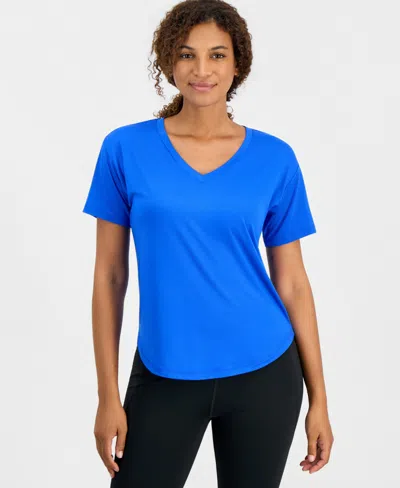 Id Ideology Women's V-neck Short-sleeve Performance Tee, Macy's Exclusive In Cosmic Cobalt