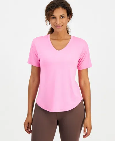 Id Ideology Women's V-neck Short-sleeve Performance Tee, Macy's Exclusive In Fuchsia Petal