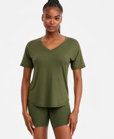 Id Ideology Women's V-neck Short-sleeve Performance Tee, Macy's Exclusive In Green