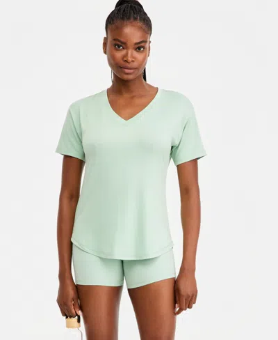 Id Ideology Women's V-neck Short-sleeve Performance Tee, Macy's Exclusive In Green