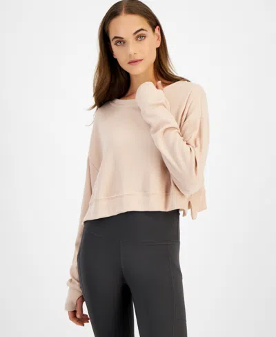 Id Ideology Women's Waffle-knit Drop-shoulder Top, Created For Macy's In Rose Tint