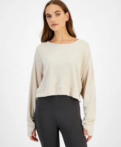 Id Ideology Women's Waffle-knit Drop-shoulder Top, Created For Macy's In Seashell