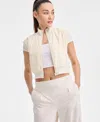 Id Ideology Women's Woven Piped Cropped Vest, Exclusively At Macy's In Tofu