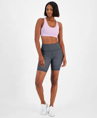 Id Ideology Women's Zig-zag-print Bike Shorts, Created For Macy's In Deep Black