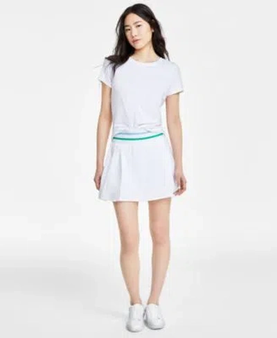 Id Ideology Womens Twist Front T Shirt High Waisted Pleated Skort Created For Macys In Bright White