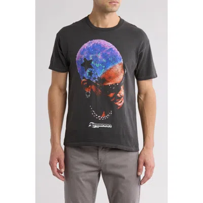 Id Supply Co Rodman Purple Stars Graphic T-shirt In Washed Black
