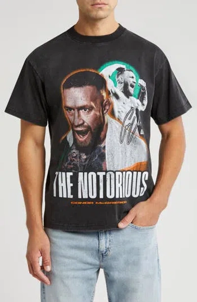 Id Supply Co Ufc Conor Mcgregor Two Division Champ Cotton Graphic T-shirt In Washed Black
