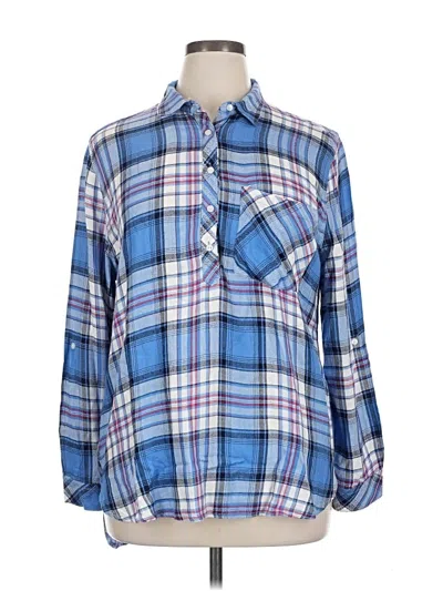 Pre-owned Id:23 Long Sleeve Button Down Shirt In Blue