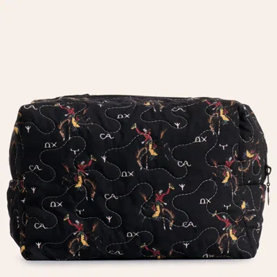 Ida Mae Home Black Lazy J Quilted Large Makeup Bag