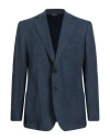 Idea Italian Design Elements Of Apparel Man Blazer Midnight Blue Size 48 Linen In Blue