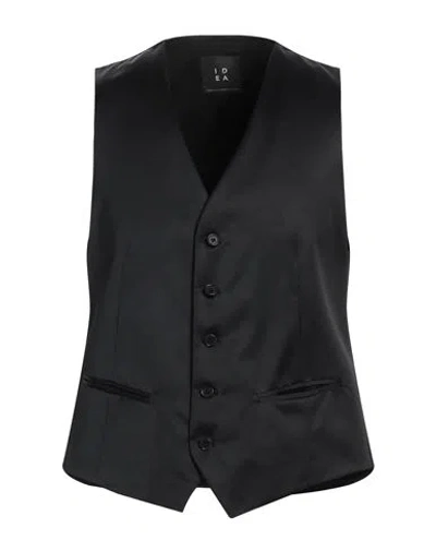 Idea Italian Design Elements Of Apparel Man Tailored Vest Black Size 40 Viscose, Virgin Wool