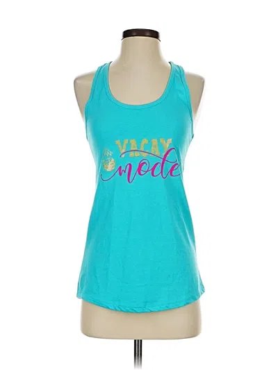 Pre-owned Ideal T Tank Top Teal Halter Neckline Tops In Blue