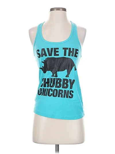 Pre-owned Ideal T Tank Top Teal Halter Neckline Tops In Blue