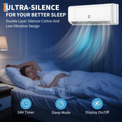Idealhouse 12000 Btu Mini Split Ac/heating System, 21 Seer2 Inverter Split System Air Conditioners With Wifi, D