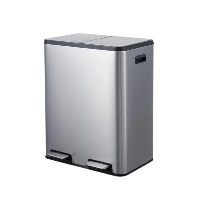 Idealhouse 2 X 8 Gallon (2 X 30 L) Stainless Steel Trash Can 2 Compartments Kitchen Garbage Can With Removable 
