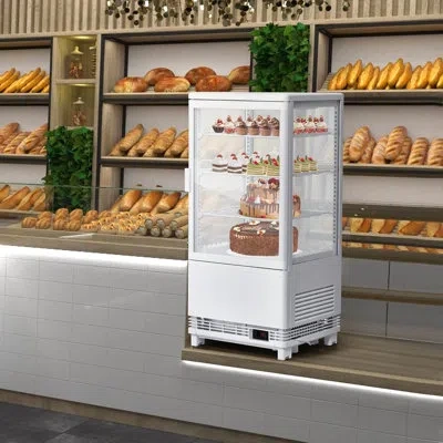 Idealhouse 2.8 Cu.ft Commercial Refrigerator Display Case, Single-door Pastry Display Fridge With Interior Led  In White