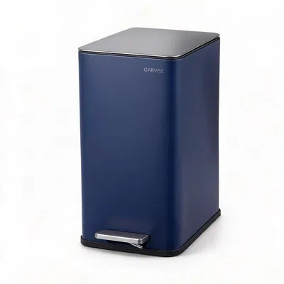 Idealhouse 4 Gallon, 15l Slim Stainless Steel Step Trash Can - Soft-close Lid, Foot Pedal, Removable Inner Buck In Navy Blue