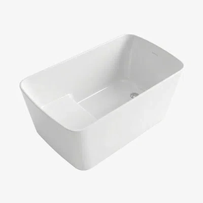 Idealhouse 55" Acrylic Freestanding Bathtub Square Compact Design, Glossy White Finish With Chrome Overflow & P