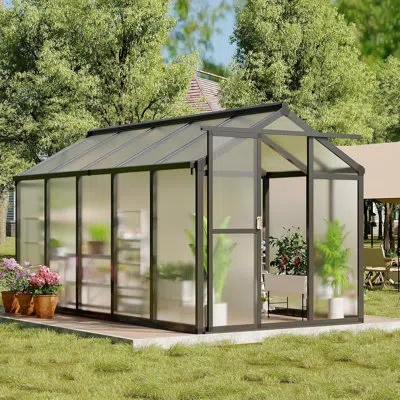 Idealhouse 6x10 Ft Greenhouse, Easy Assembly Aluminum Polycarbonate Greenhouses For Outdoors With Roof Vent, La