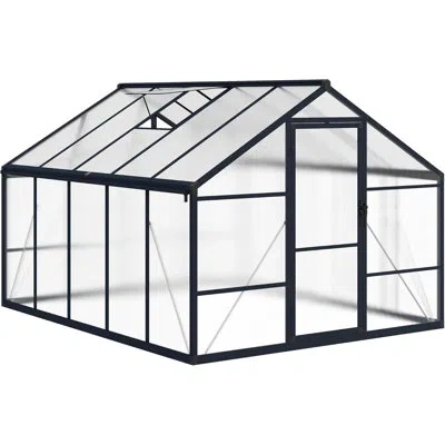 Idealhouse 8x10ft Greenhouse Aluminum Greenhouse For Outdoors With Roof Vent, Lockable Outward-opening Swing Do
