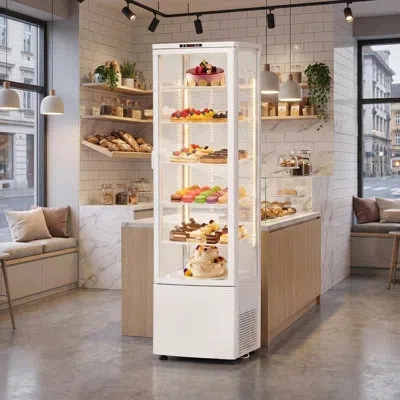 Idealhouse Commercial Refrigerator Display Case 9.8 Cu.ft - Single-door Pastry Display Fridge With Double-layer In White