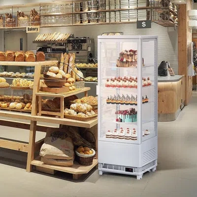 Idealhouse Countertop Pastry Display Refrigerator, 4.2 Cu.ft Glass Door Cake Fridge With Adjustable Shelves, Wh In White