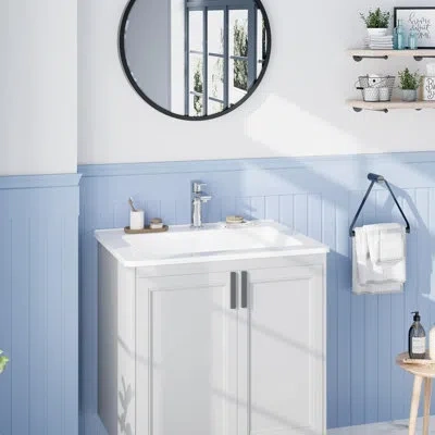 Idealhouse Drop In Bathroom Sink 21x18 Inch, White Rectangle Ceramic Vanity Top Sink With Overflow,single Hole,