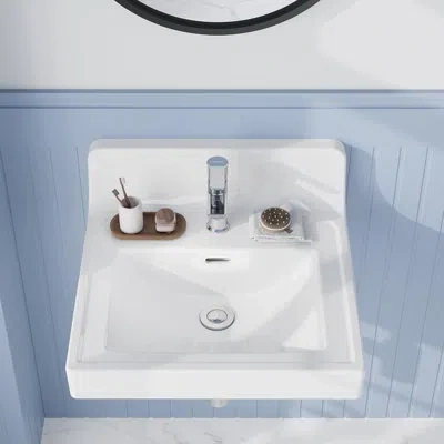 Idealhouse Drop In Bathroom Sink 21x18 Inch, White Rectangle Ceramic Vanity Top Sink With Overflow,single Hole,