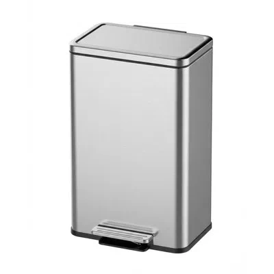 Idealhouse Hands-free Foot Pedal 13 Gallon Kitchen Trash Can – Stainless Steel Step Bin – Soft-close Lid – Remo In Silver