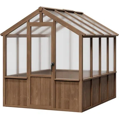Idealhouse Heavy Duty Spruce Frame Wooden Greenhouse – Walk-in Outdoor Garden Outdoor Storage With Polycarbonat In Brown
