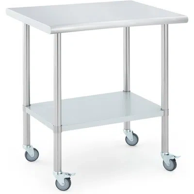 Idealhouse Heavy-duty Stainless Steel Commercial Work Table - 4 Caster Wheels, Adjustable Undershelf, Durable P
