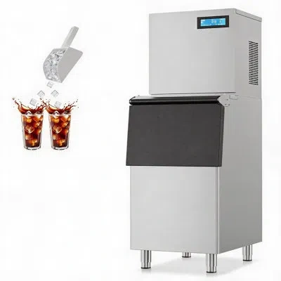 Idealhouse Ice Maker Machine 450lbs/24h, Ice Ready In 11min, 250lbs Large Storage Bin, Industrial Ice Machine W In Stainless Steel