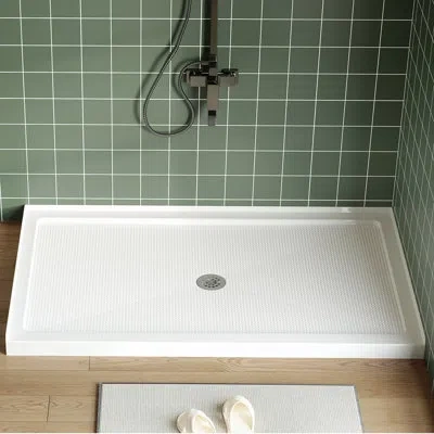 Idealhouse Non-slip Shower Base Pan – Durable Abs, Center Drain, Textured Surface, Cupc & Certified Safety Asso In Natural