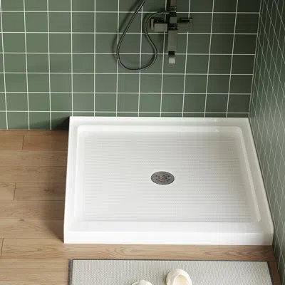 Idealhouse Non-slip Shower Base Pan – Durable Abs, Center Drain, Textured Surface, Cupc & Certified Safety Asso In Natural