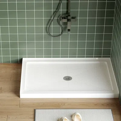 Idealhouse Non-slip Shower Base Pan – Durable Abs, Center Drain, Textured Surface, Cupc & Certified Safety Asso In Natural