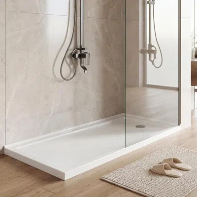 Idealhouse Non-slip Shower Base Pan – Durable Abs, Center Drain, Textured Surface, Cupc & Certified Safety Asso In Stainless Steel