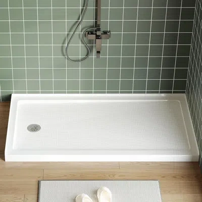 Idealhouse Non-slip Shower Base Pan – Durable Abs, Center Drain, Textured Surface, Cupc & Certified Safety Asso In Stainless Steel