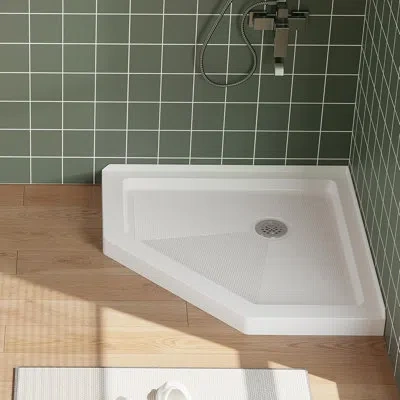 Idealhouse Non-slip Shower Base Pan – Durable Abs, Center Drain, Textured Surface, Cupc & Certified Safety Asso In Stainless Steel