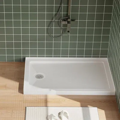 Idealhouse Non-slip Shower Base Pan – Durable Abs, Center Drain, Textured Surface, Cupc & Certified Safety Asso In Stainless Steel