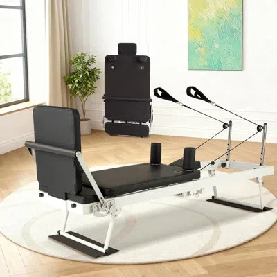 Idealhouse Pilates Reformer, Foldable Pilates Equipment With Jump Board, Springs And Cords, Adjustable Resistan