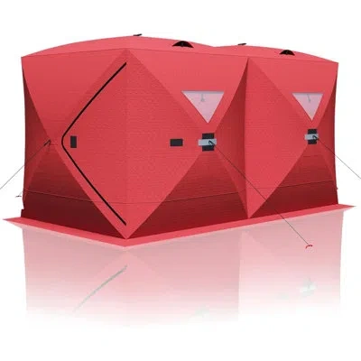 Idealhouse Pop Up Ice Fishing Tent Insulated Portable Hub-style Shelter 70"x70"x79"/140"x70"x79 Portable Ice Fi In Red