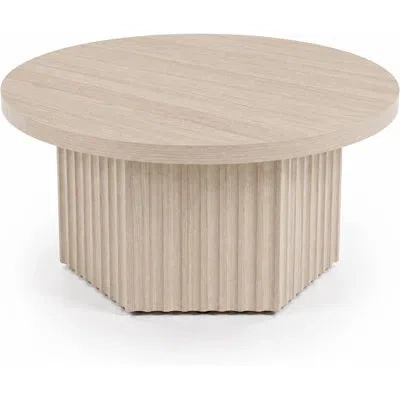 Idealhouse Round Coffee Table, Modern Minimalist Cocktail Table In Oak Wood,brown